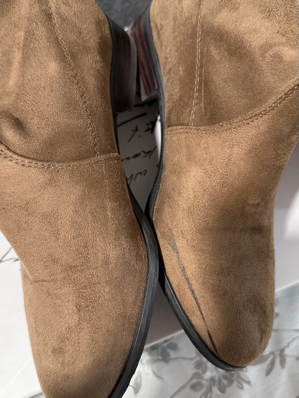 Kensie Over-the-Knee Suede Boots in Chestnut Brown